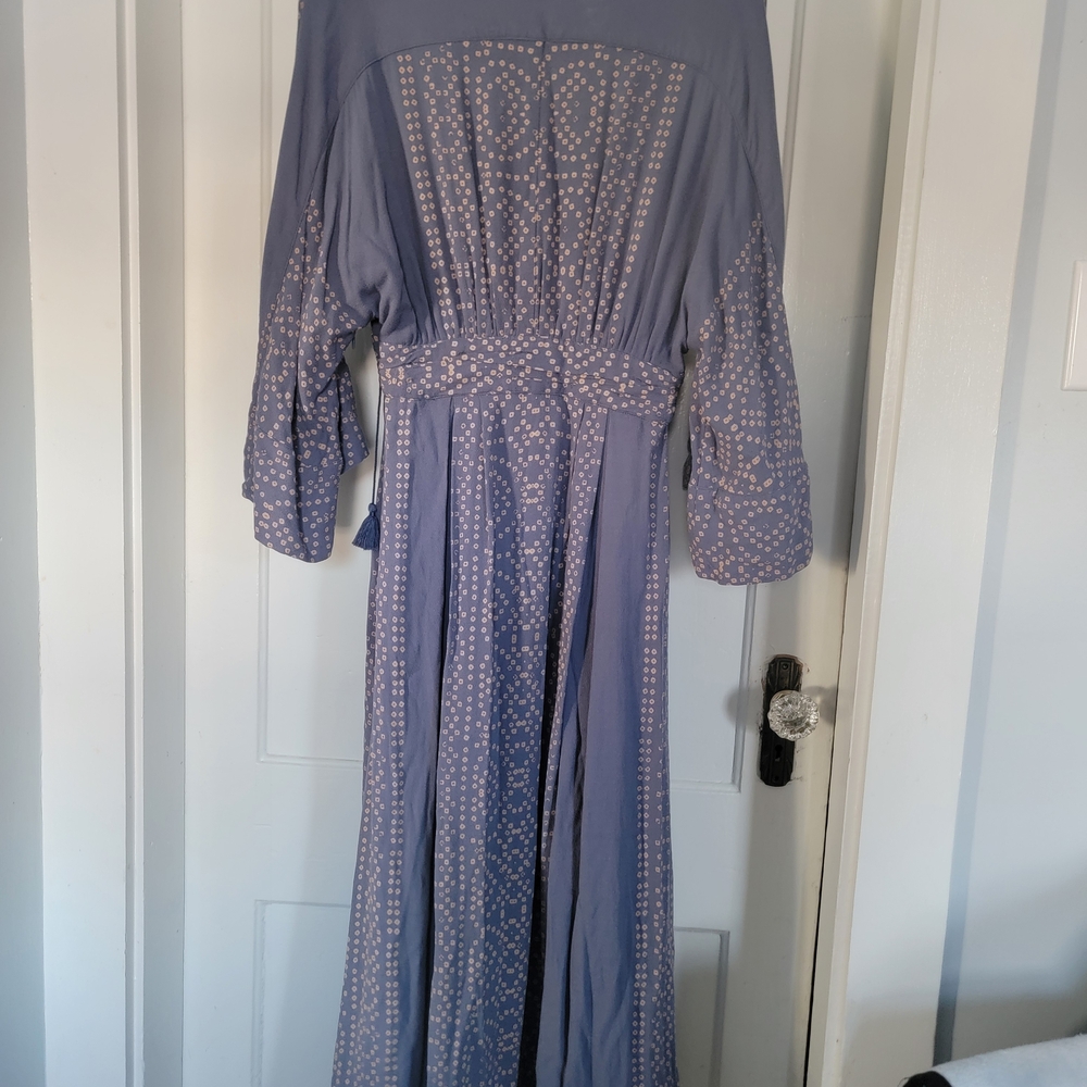 Free People Blue Bohemian Midi Dress Sz4 - Picture 8 of 8
